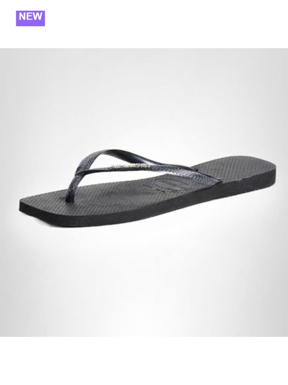 Rubber Sole Raised Logo Textured Strap Square Toe Flip Flops Casual Sandals